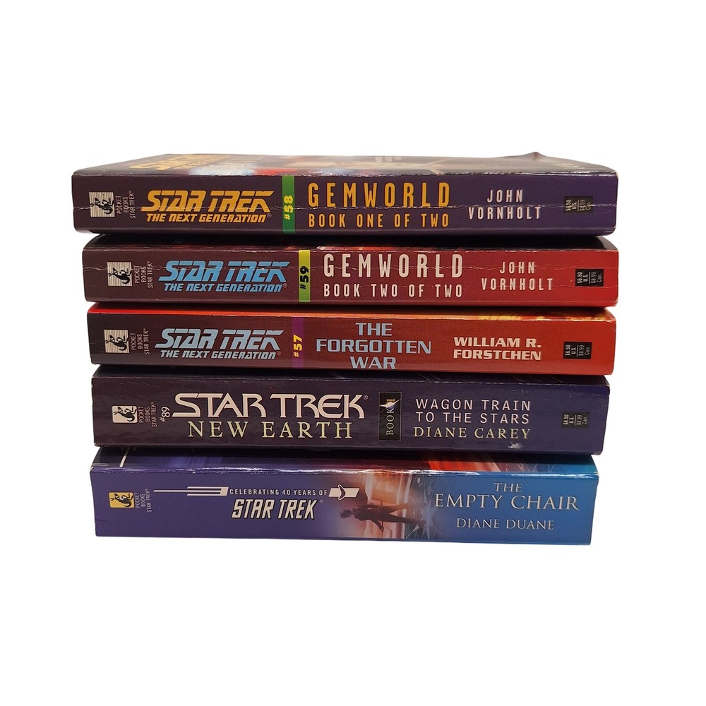 Star Trek Paperback Book Lot Next Generation Gemworld New Earth Rihannsu 5 Books